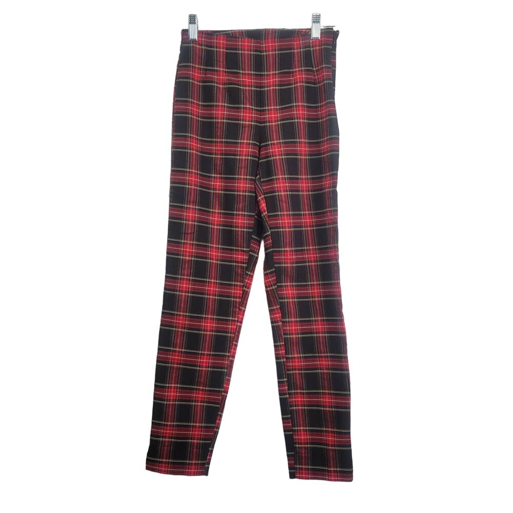 Time and Tru Red and  Black Plaid Pants Women's Size 4‎